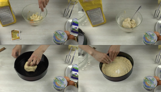Творожный пирог с персиками консервированными: рецепт с фото
