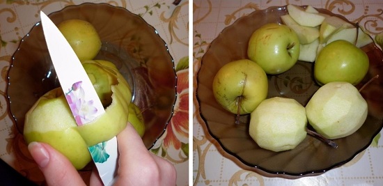 Яблоки очищаем от кожуры