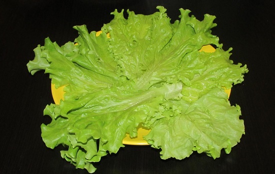 Застелем дно блюда листьями салата
