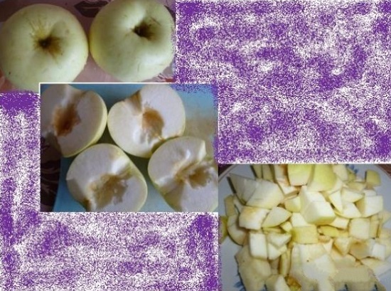 Яблоки промываем, вырезаем сердцевинки