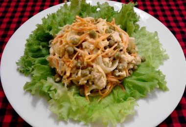 Салат из куриных желудков: с маринованным луком, по-корейски