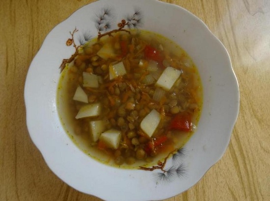 вкусный суп из зеленой чечевицы