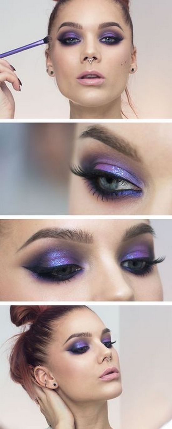 макияж для серых глаз с фиолетовыми тенями