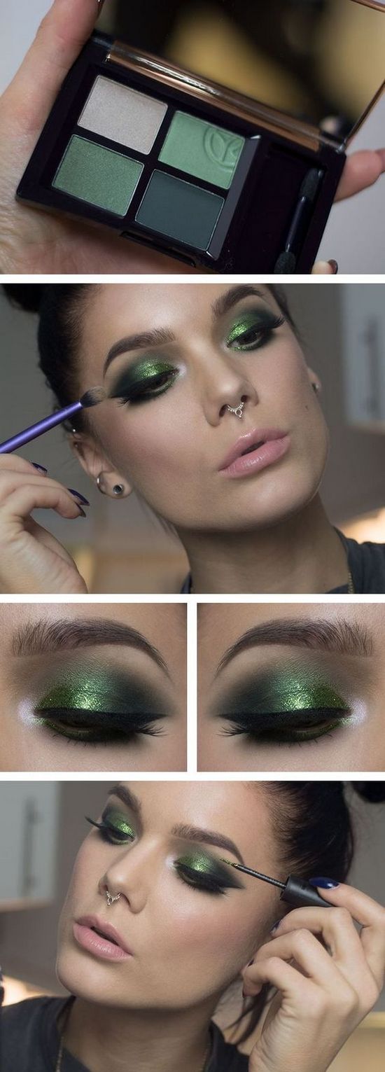 макияж с зелеными тенями
